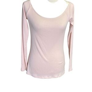 Women’s Large i Jeans By Buffalo Pink Scoop Neck Long Sleeve Ribbed Tee NEW